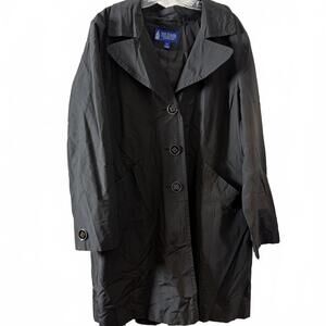 LONDON FOG The Tower Collection Black Wms Sz XL Women's Trench Rain Coat Luxury